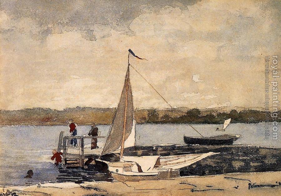 Winslow Homer : A Sloop at a Wharf, Gloucester